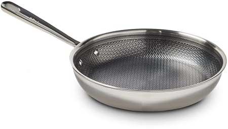 T-Fal HybridMesh dreilagige Edelstahl-Bratpfanne, 20,3 cm, induktionsgeeignet, ofenfest, Metall-Utensilienfest, Platin-Antihaftbeschichtung, ideal zum Anbraten, Sautieren und Braten, Kochgeschirr