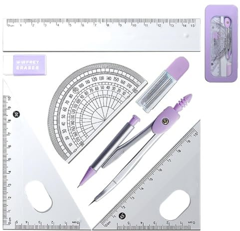Geometriesatz | Mathe-Geometrie-Kit-Sets | Zeichnen Von Zirkeln Mit Mathe-Winkelmesser, Geodreiecken, Lineal Und Mehr Für Schüler, Die Hausaufgaben Machen