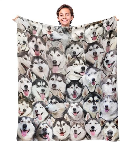 WIFILLET Husky Hunde-Überwurfdecke, Husky-Geschenke für Hundeliebhaber, Flanelldecke für Hund, Mutter, Vater, weiche Decken für Sofa, Bett, Geschenke für Kinder, Mädchen, Jungen, Halloween,