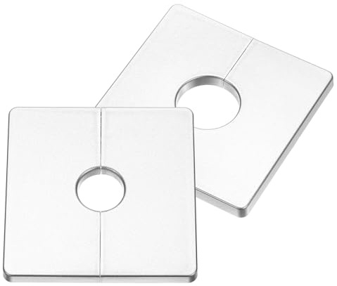 sourcing map 2Pcs ABS Plastics Square Shaped Escutcheon Plate, Wall Split Flange, 28mm Diameter Wall-Mounted Pipe Mouth Decorative Cover, Silver