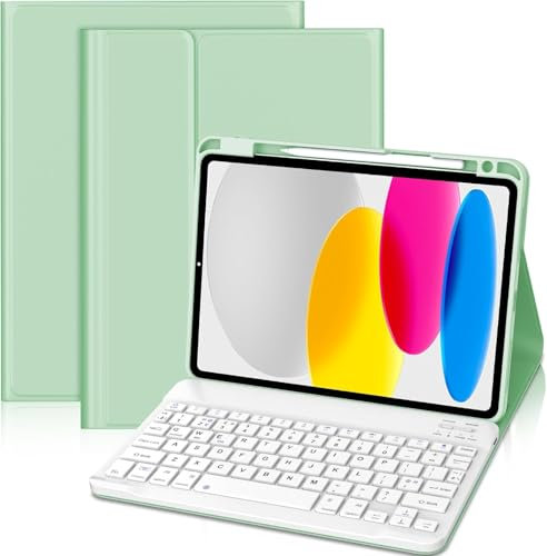 IVEOPPE Case Keyboard for iPad 10th Generation 2022/ iPad (A16) 11'', Keyboard Case for Pad 10th Gen 10.9, Case with Pencil Holder for Pad 10.9'' 2022- Detachable Bluetooth Keypad,Green