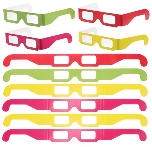 ERINGOGO 20 Stück 3D Diffraktionsbrillen Aus Pappe Für Lichtshows Partys Festivals Regenbogeneffekt Leichter