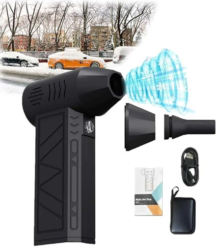 Snowwhiz Led Turbo Blower, Turbo Breeze Electric Blower With Led, Mini Turbo Snow Blower, 10x Faster Super Power Turbo Fan For Car, 3 Speed Rechargeable Compressed Air Duster Jet Fan (black-A)