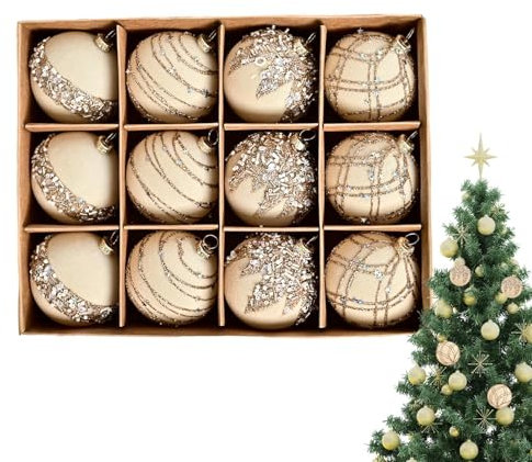 Weihnachtskugel-Dekorationsset, Retro-Christbaumkugeln, Beflockte Weihnachtskugel-Dekoration, Bruchsicheres Weihnachtskugel-Set, Geeignet Für Weihnachtliche Heimdekoration