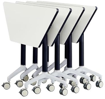 IYUESQ Klappbarer Konferenzraumtisch, klappbarer Besprechungstisch, trapezförmiger multifunktionaler mobiler Schulungstisch mit geräuschlosen 360°-Feststellrädern, für Konferenzen im Home