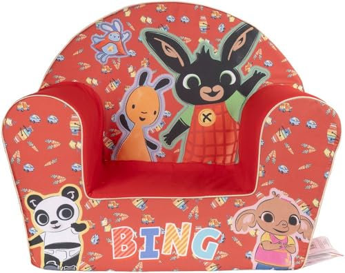Tataway Poltroncina Bing per Bambini - Comoda e Sicura, Design Divertente con Bing e Flop - Perfetta per Camerette e Angoli Gioco (Rosso)