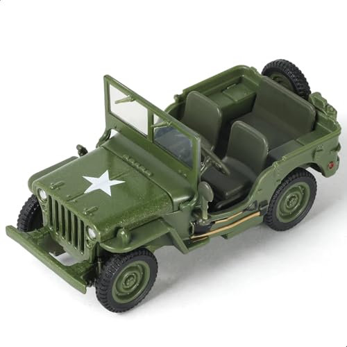 NUOTIE 1/64 Willys MB Jeep Auto Modell Militärfahrzeug Geländewagen Druckguss Metall Modellbausatz Militär Multifunktional Jeep Auto Militär Spielzeugauto Modell für Erwachsene Sammlung oder Geschenk