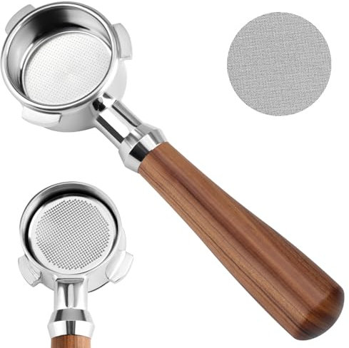 Porte filtre sans fond de 54 mm avec 3 oreilles, 54 mm pour Breville Barista Series BES870/878/880 machine à café, avec écran rondelle et panier filtrant, poignée en palissandre de qualité supérieure