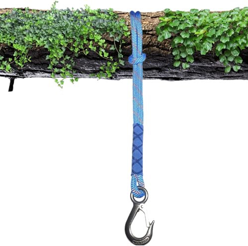LUPATDY Corde de fixation pour arbre, balançoire, corde avec crochets (charge 200 kg), kit de fixation pour aire de jeux extérieure, corde pour l'intérieur et l'extérieur, diamètre : 10 mm, bleu, 150