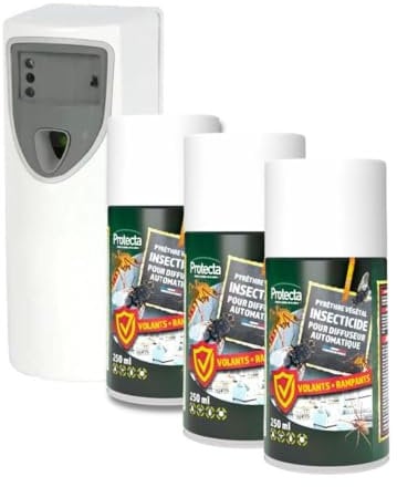 Protecta Diffuseur Automatique d'Insecticides avec 3 Recharges, Protection 24 Semaines, Contre Insectes Volants et Rampants, Blanc