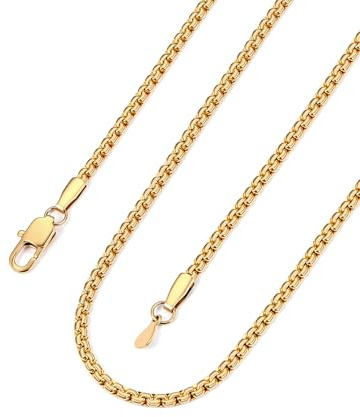 Bandmax Halskette Edelstahl Herren Damen Venezianer Kette für Männer Gliederkette 2/4/6mm Breit Box Link Kette Silber/Gold/Schwarz Venezianisch Briolette Ketten Halsreif Halsschmuck, Länge 35-76cm