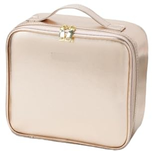 KFXYSM Porta Trucchi da Viaggio Valigetta for Il Trucco con Specchio Illuminato, progettata con divisori, Organizer for Trucco Impermeabile Travel Makeup Bag with LED Mirror(Rose Gold)