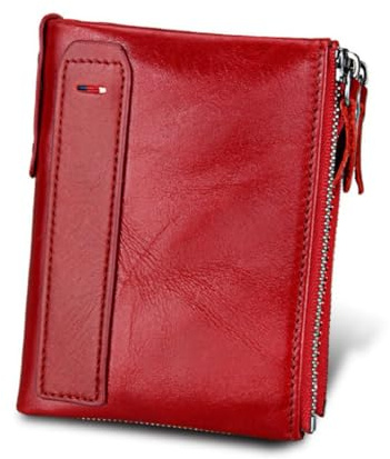 Woman RFID Blocking Bifold Wallet Soft Genuine Leather,Womans wallet Girl wallets coin purse, high-Capacity Billfold with 7 Credit Cards Holder,USD Euro pound Holder, Flip Up ID,Gifts for Women girls