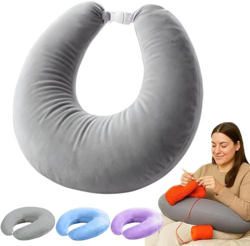 Ergonomisches Crealis-Kissen – Ihr Komfort-Verbündeter für kreative Momente, Häkelkissen Stützkissen, Ergonomisches Gaming Armkissen, Leicht, Tragbar, Lindert Verspannungen (Grau)