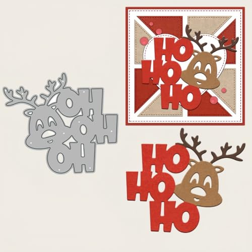Sredwtk HO Hirsch Stanzschablonen Weihnachten Schrift Metall Prägeschablonen Stanzformen Schneiden für DIY Karte Sammelalbum Scrapbooking Fotoalbum Deko