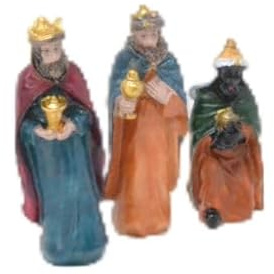 Genérico Figuras de los Tres Reyes Magos, Estatuas Decorativas de Resina, 12 cm, Multicolor