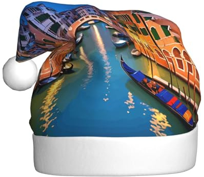 WHJSSF Weihnachtsmütze mit Venedig-Nachtmuster für Erwachsene, hochwertiges Accessoire, weich, leicht und flauschig