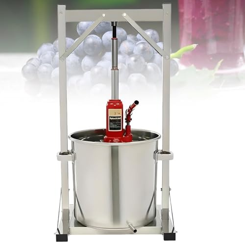 UORDBY Hydraulische Fruchtpresse, Edelstahl, manuelle Saftpresse mit Filterbehälter, geeignet für Reiswein, Honig, Gemüse und Käsepüree,Große Haushalts-Saftpresse 12L