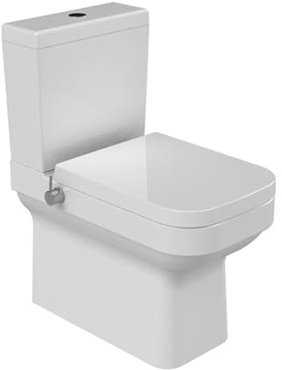 CeraStyle Noura Compact Bidet Toilet Combo, WC debout avec chauffage intégré/robinet d'eau froide et siège Soft-Close, double sortie