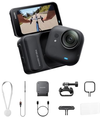 Insta360 GO Ultra Cycling Bundle Midnight Black - Tiny Hands-Free 4K Cam, Lightweight & Portable, Low Light Excellence, Mount Anywhere, FlowState Stabilization, 200 Min Battery Life