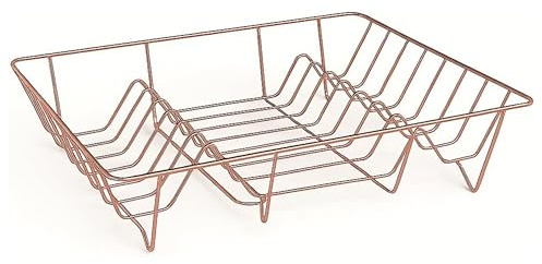 SELECT TRADER Dish Drainer Rack for Kitchen Draining Board – Durable Steel Wire Drying Rack for Dishes – Includes Cutlery Drainer – Rust Proof Sink Drainer Rack for Kitchen Storage (Copper)