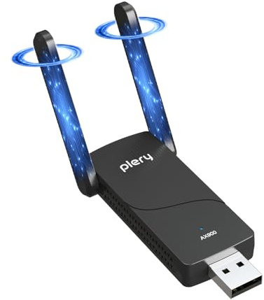 PLERY 2 in 1 Chiavetta WiFi 6: AX900 Adattatore WiFi+Bluetooth 5.4 WiFi USB | 2 in 1 per PC Fisso,Dual-Band 2,4/5Ghz,Driver Integrato, 2×6dBi Antenna ad Alto Guadagno,WPA3, BT5.4, Soft AP