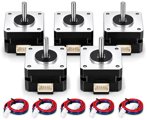 5 Stück Nema 17 Schrittmotor 42x23mm, Stepper Motor 3,5V 1A, 2 Phase 4 Drähte mit 0.16 Nm Haltemoment, 1.8 Grad Schrittwinkel, für hohe Präzision & lange Lebensdauer 3D Drucker, CNC Lasermaschinen