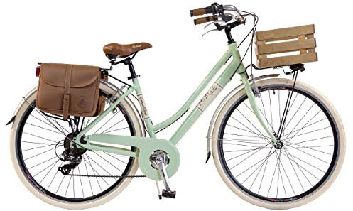 Via Veneto by Canellini - Damen-Citybike im Vintage-Stil, aus Aluminium - mit Korb, hellgrün