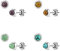 Beyoutifulthings Damen 1 Paar Stud Ohr-ring Set Ohr-Stecker Chirurgenstahl Halbedelsteine eingefasst Amethyst Grüne Jade Tigerauge Türkis Set