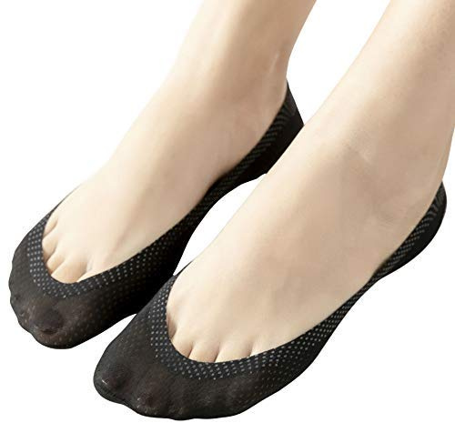 JARSEEN 4Pares Calcetines Invisibles Mujer Malla de Aliento Cortos Nylon Algodón Calcetines Con Silicona Antideslizante