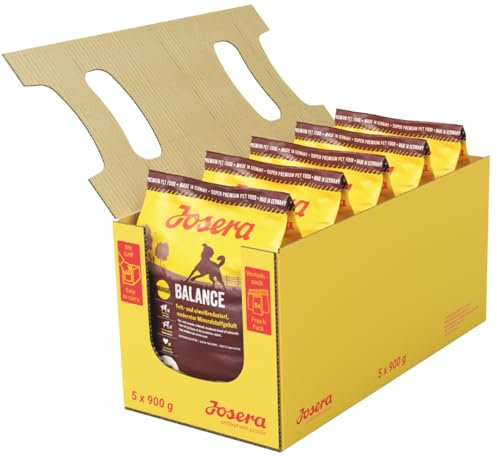 JOSERA Balance (5 x 900 g) | Senior | Premium Trockenfutter für ausgewachsene ältere Hunde | Geflügel & Reis | fett- und eiweißreduziert speziell für Senioren | weizenfrei | Hundefutter | 5er Pack