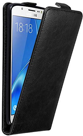 cadorabo Case works with Samsung Galaxy J5 2016 in NIGHT BLACK - Flip Style Case with Magnetic Closure - Wallet Etui Cover Pouch PU Leather Flip