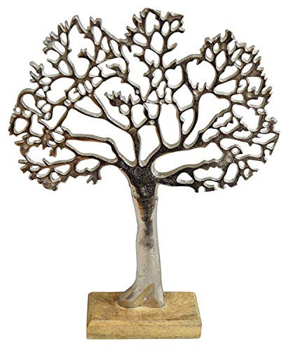 Großer Baum aus Metall auf Holz Sockel 37x30cm Aufsteller Lebensbaum Fensterdeko