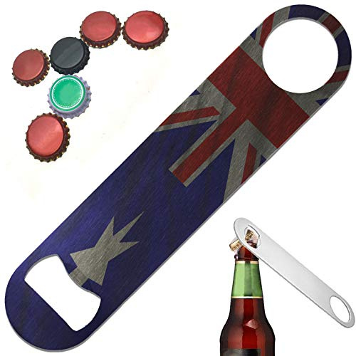 Australia Australian Flag 7 Inch Heavy Durty Stainless Steel Bar Blade Bottle Opener - Speed Opener