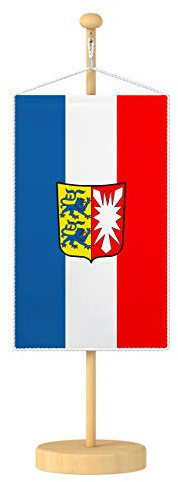 Vispronet® 15 x 25 cm Schleswig-Holstein Tischbanner Bundesländerfahnen Set ✓ Fahne & Ständer ✓ Kordel-Rand