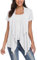 EXCHIC Abiti Manica Corta a Maniche Corte con Bordo Anteriore Aperto da Donna (XL, Bianco)