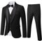 MYS Herren 3-teiliger Anzug mit Schal, Revers, Ein-Knopf-Smoking, Winterstoff, schmale Passform, Premium-Abendessen, Jacke, Weste, Hose und Krawatte, Schwarz, XX-Large