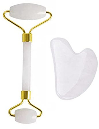 Massage du visage Rouleau Blanc Cristal Jade Jade Massager Naturel Noir Black Obsidienne Face Colon-Fixer