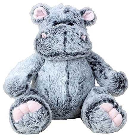 Lifestyle & More Teddybär Kuschelbär Nilpferd Hippo grau sitzend Plüschbär Kuscheltier samtig weich (32 cm)