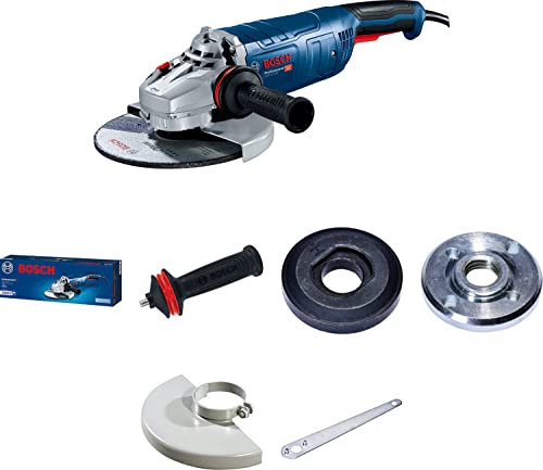 Bosch Professional Smerigliatrice angolare GWS 24-180 P (incl. impugnatura agg. anti-vibrazioni, flangia di montaggio, dado di serraggio, cuffia di protezione, chiave a due perni, confez. in cartone)