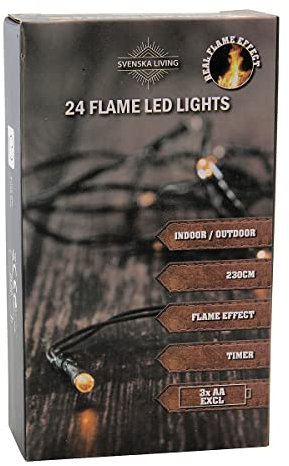Spetebo LED Batterie Lichterkette mit Flammeneffekt und Timer 210 cm - 24 LED - für Innen und Außen geeignet