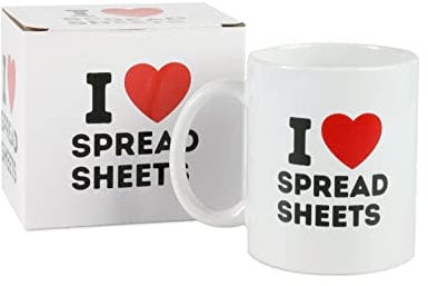 Toy Galaxy Cool Mugs – I Love Spreadsheets Mug – Awesome Slogan Mugs for The Office - Spreadsheet Mug for Secret Santa and Birthday Presents – 325ml Ceramic Coffee and Tea Mug
