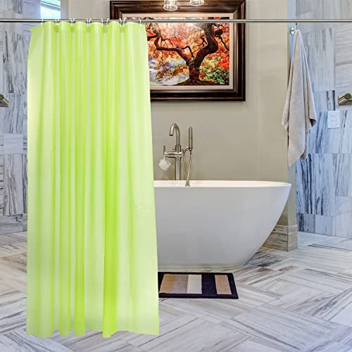 WedDecor Shower Curtain Mould Proof 180x180cm, Shower Curtain Lime Green PEVA Waterproof Heavy Duty Bathroom Curtains with 12 White Plastic Hooks Quick-Drying Washable Bath Shower Curtain Home Decor