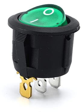 CABLEPELADO Wippschalter, 2 Positionen, 3 Wege, 3-polig, ON/OFF SPST, 6 A, 250 VAC, 10 A, 125 VAC, Grün mit LED-Licht