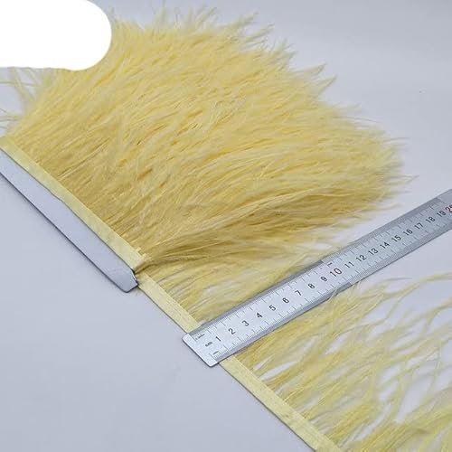 10 Yards Schwarzes natürliches Straußenfederband Straußenfedern Trimmen Fransen Kleidung Dekoration-cremefarben, 10 Yards