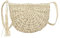 Spldsun Sac de Paille Eté Plage Glands Femme Sac à Bandoulière Rotin Vintage Bohemian Tissage Crossbody Demi-cercle Purse Pour Voyage Datation Beige