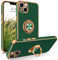 BENTOBEN for iPhone 13 Case with Ring, iPhone 13 Phone Case,Rotation Kickstand Holder Edge Plating Soft Silicone TPU Bumper Slim Flexible Shockproof Protective Cover for iPhone 13 6.1'', Green