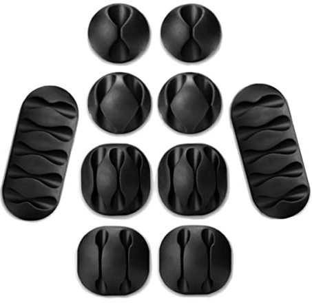 Cozlly 10 pcs Cable Holder Clips Silicone Adhesive Cable Management Cord Organiser White Cable Tidy Clips for Desk Wall home office USB Charging Wire Organization