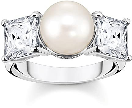 THOMAS SABO Ring Perle mit weißen Steinen silber 925 Sterlingsilber
