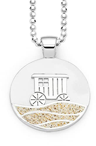 DUR Schmuck Anhänger NORDERNEY Badekarren Strandsand, Silber 925/- rhodiniert (P4180)